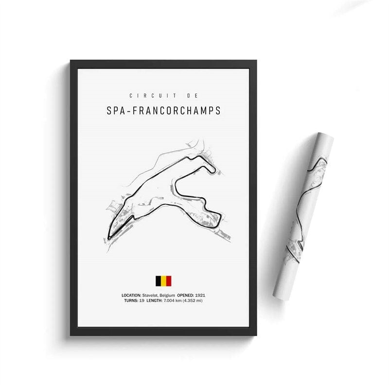 Poster Formel 1 Kalender 2025 Strecken Großer Preis von Monaco Spa Francorchamps Deko Print ohne Rahmen