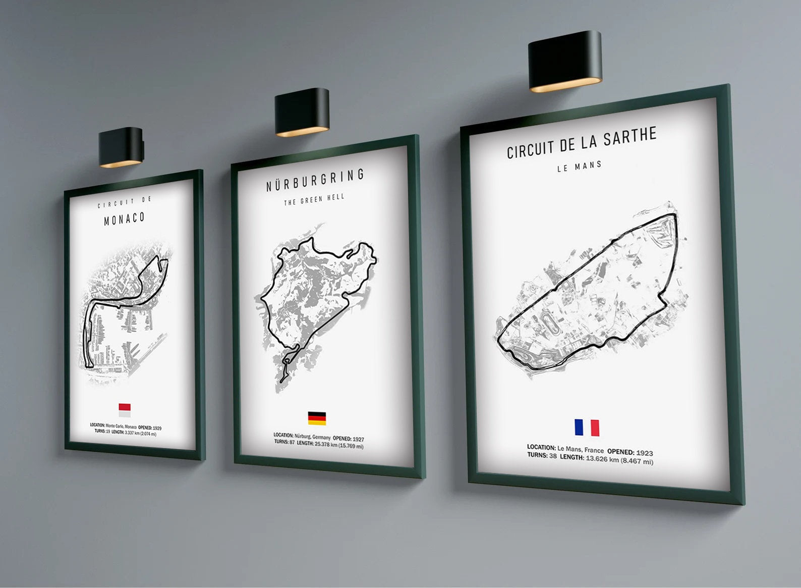 Poster Formel 1 Kalender 2025 Strecken Großer Preis von Monaco Spa Francorchamps Deko Print ohne Rahmen