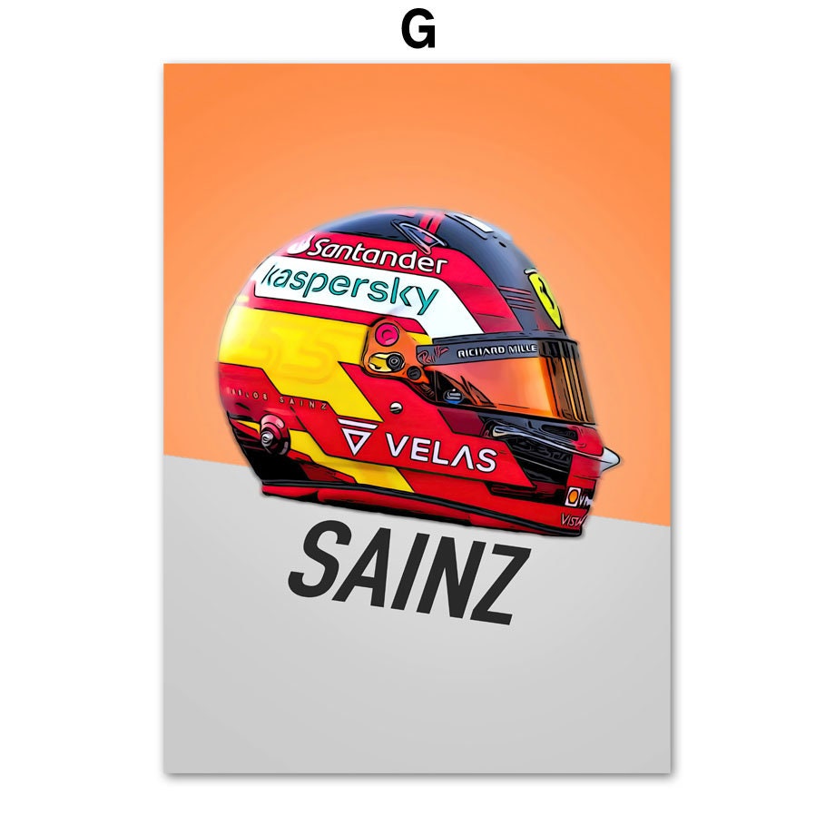 Poster Formel 1 Rennwagen Helm Rennfahrername I Deko Print ohne Rahmen