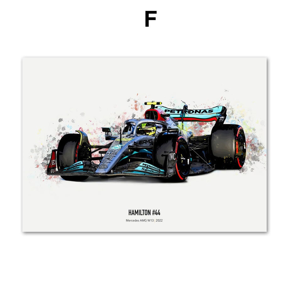 Poster Formel 1 Rennwagen Helm Rennfahrername I Deko Print ohne Rahmen